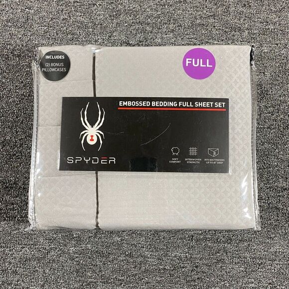 Spyder Other - Spyder Full Sheet Set 4 Pc Red 100% Polyester Gray With Pillowcases NEW